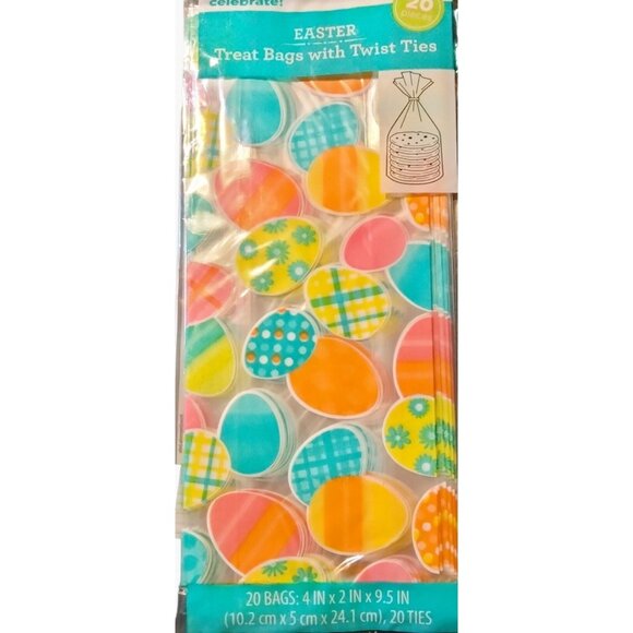 Way to Celebrate Easter Egg Treat Bags 20 Twist Ties Cookie Lot 2 - Picture 5 of 9